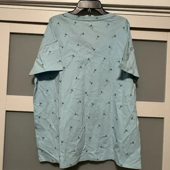 Life is Good Short Sleeve VEE Martini Ditsy print V-neck shirt blue sz XL - Picture 3 of 3